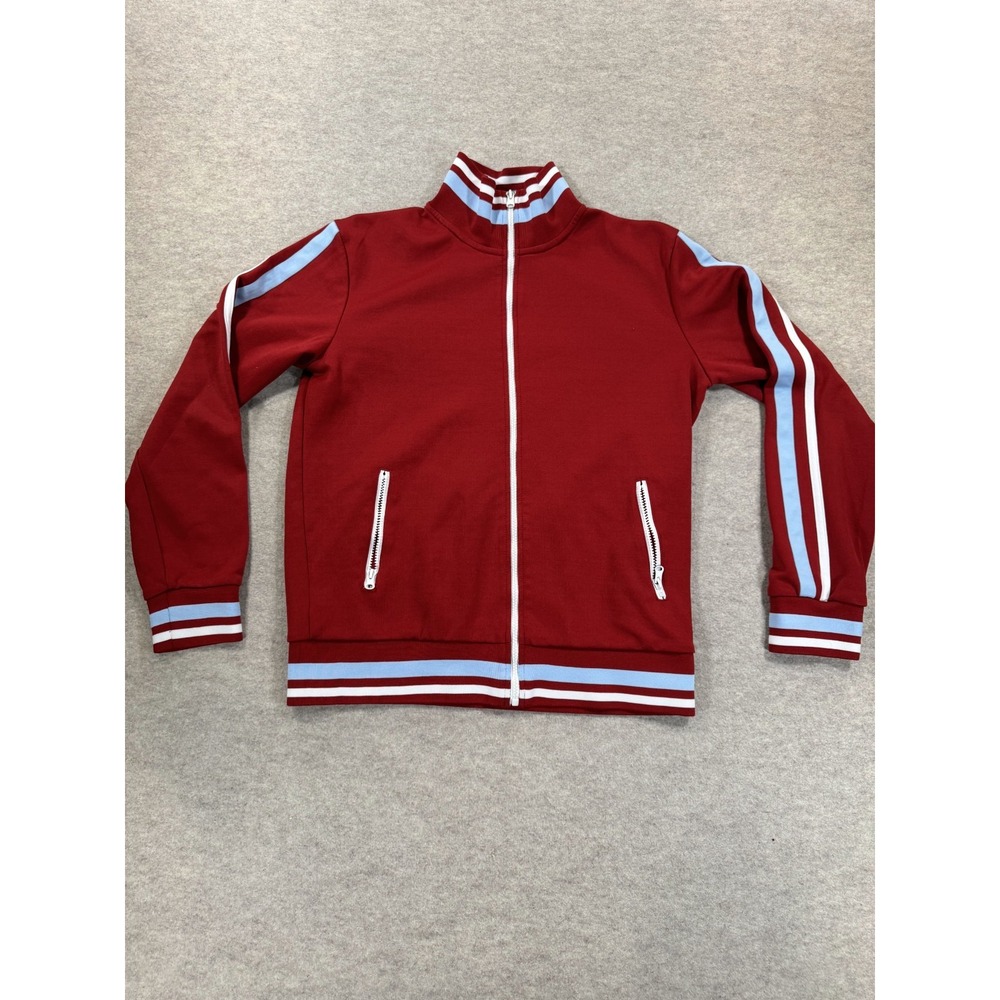 Eighty Eight Retro Athletic 70s Track Jacket Mens Medium Red Cotton Full Zip